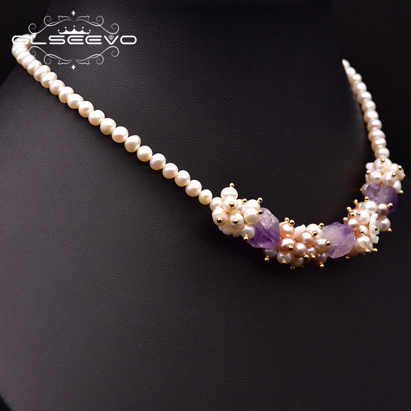 Pearl Trim Chain - GLSEEVO Natuurlijke Zoetwaterparel Korte Ketting Voor
