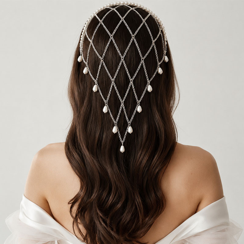 Beaded Trim Fringe - Imitatie Parelversiering Mesh Hoofdnet Waterdruppel Kraal