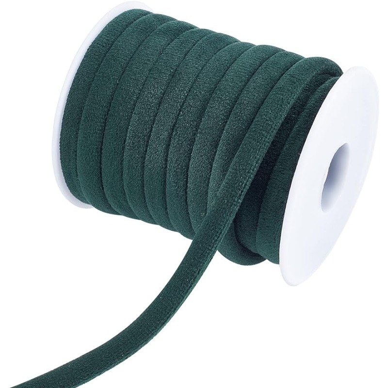 Velvet Ribbon Roll - 1 Roll 10 m 8mm Donkergroen