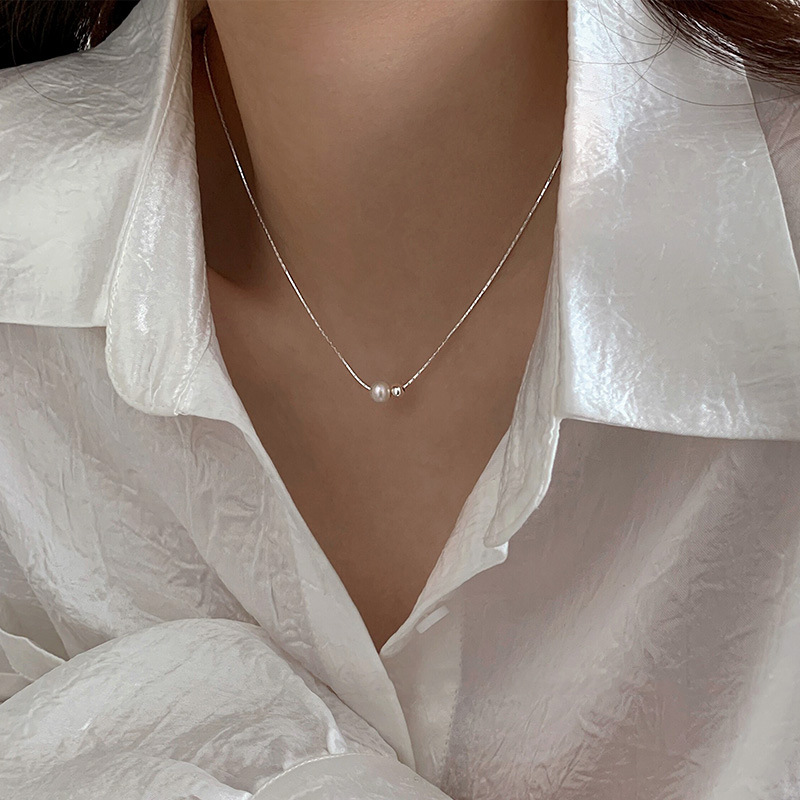 Pearl Trim Chain - Kerstcadeau 925 sterling zilver Prachtige parelketting