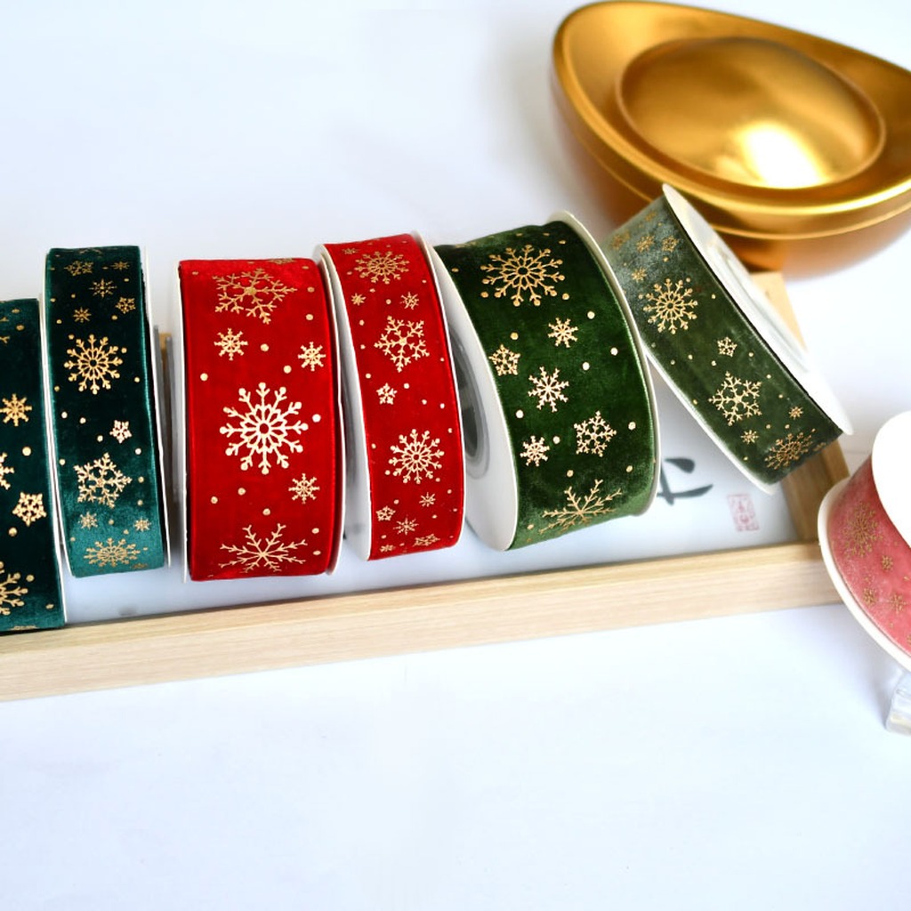 5 yards/rol 2,5 cm Kerst goude - Velvet Ribbon Roll recensie en prijs